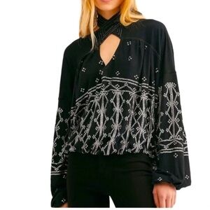 Free People Black and Silver Sequin Dance Floor Dreams Top